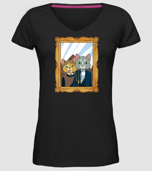 Portret Pisică model negru pe tricou