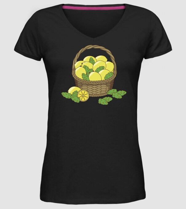 Coș de lămâi model negru pe tricou