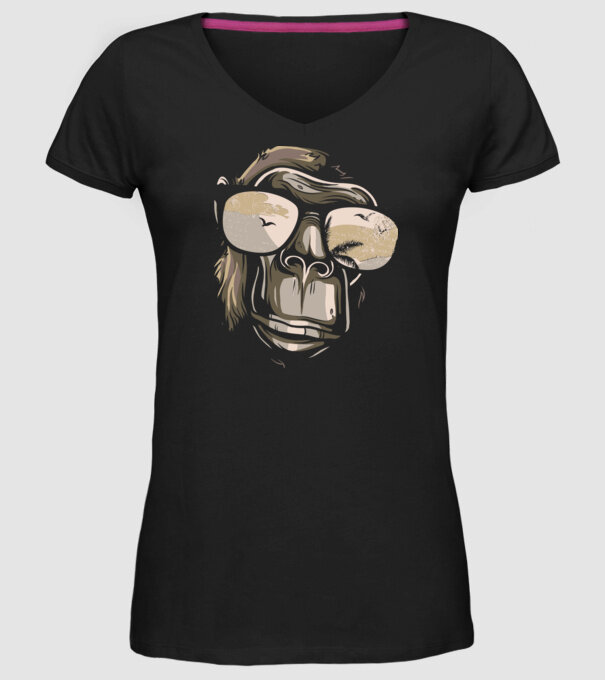 Cool Monkey model negru pe tricou