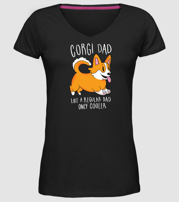 Tată de Corgi model negru pe tricou