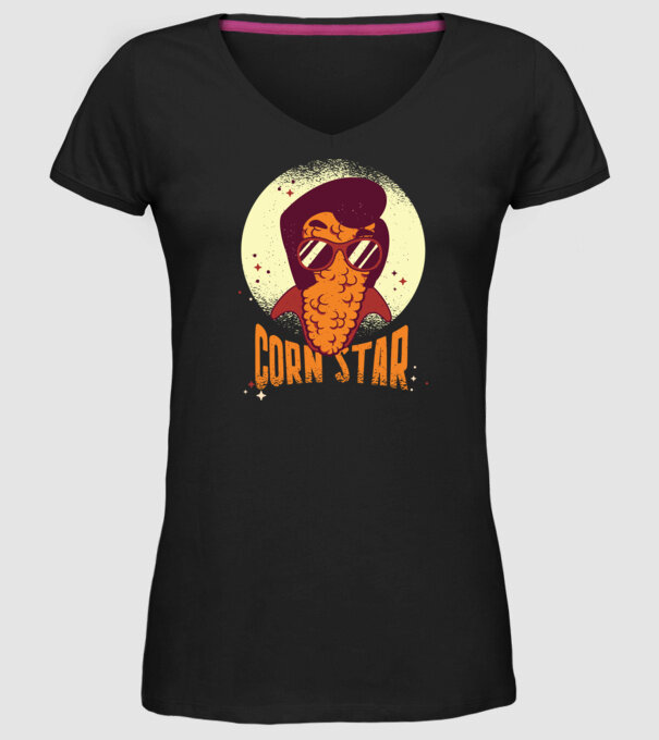 Corn Star - Porumb cu freză Elvis model negru pe tricou