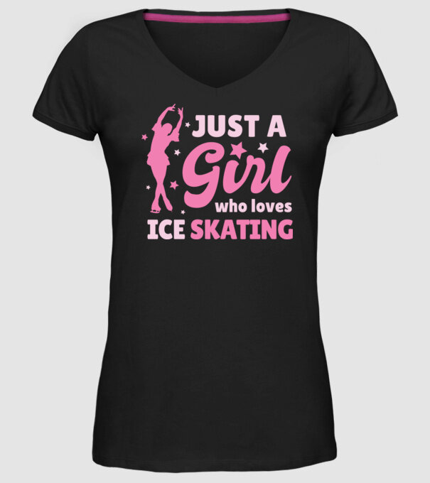 Doar o fată căreia îi place să patineze model negru pe tricou