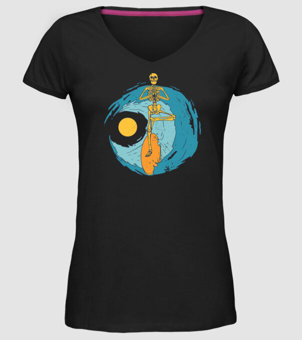 Schelet Surfer model negru pe tricou