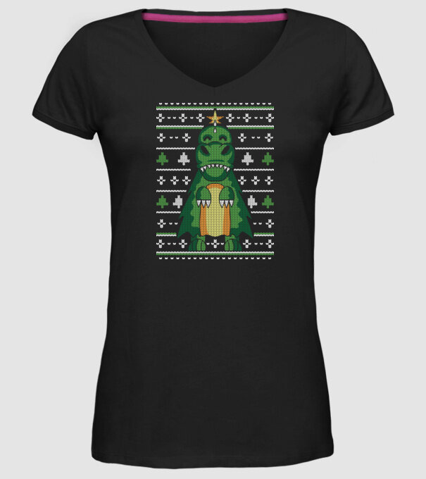 T-rex cu pulovăr urât model negru pe tricou