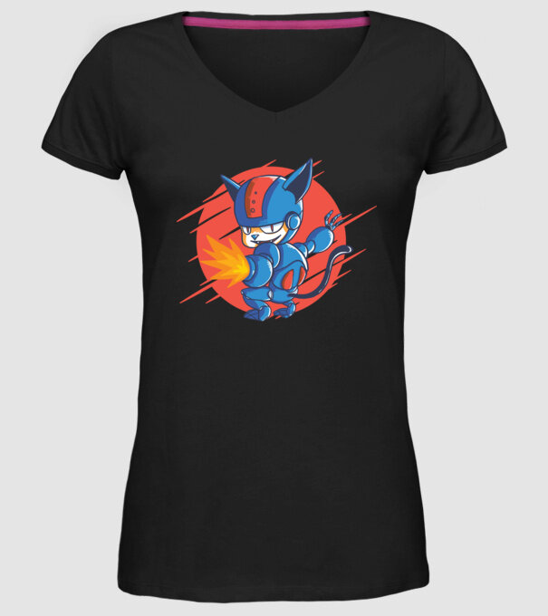 Pisică Cyborg Robot model negru pe tricou