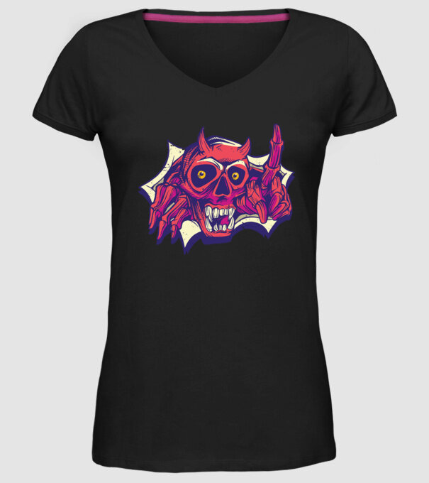 Craniu de Demon model negru pe tricou