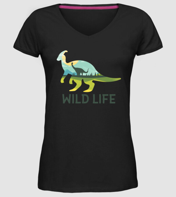 Dinosaur model negru pe tricou