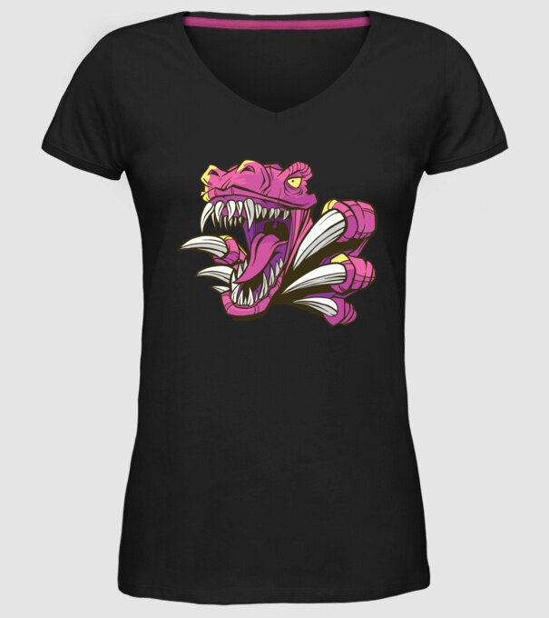 Gheare de dinozaur model negru pe tricou