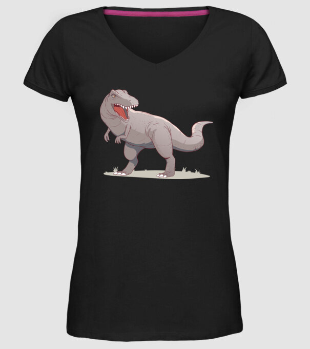 Dinozaur T-rex model negru pe tricou