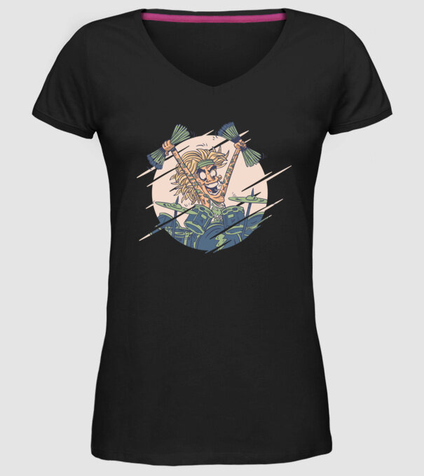 Baterist model negru pe tricou