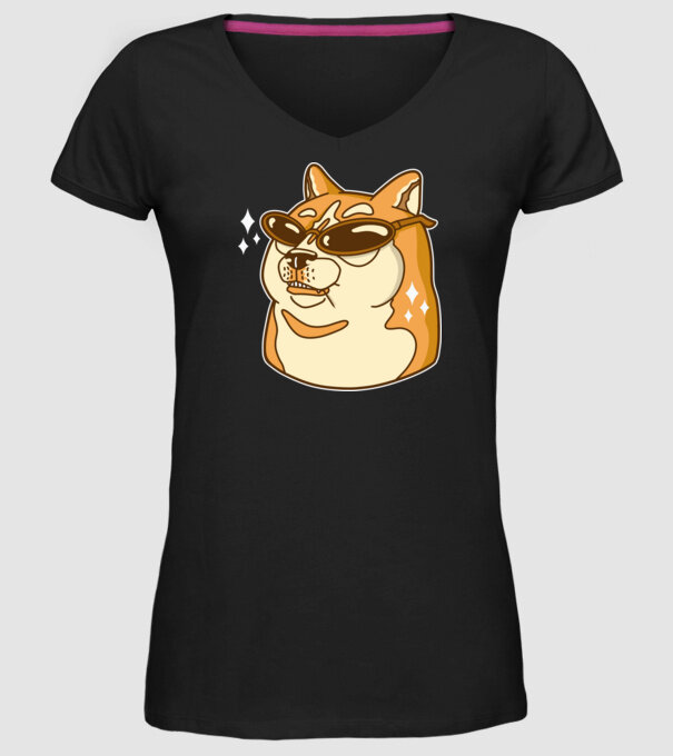 Doge Coin model negru pe tricou