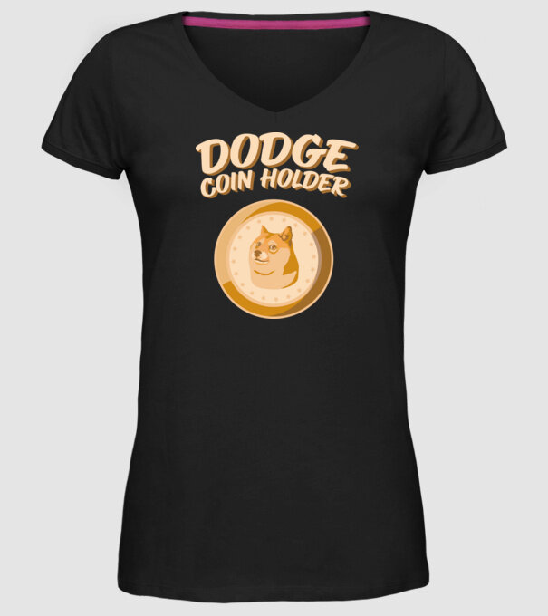 Doge Coin Holder model negru pe tricou