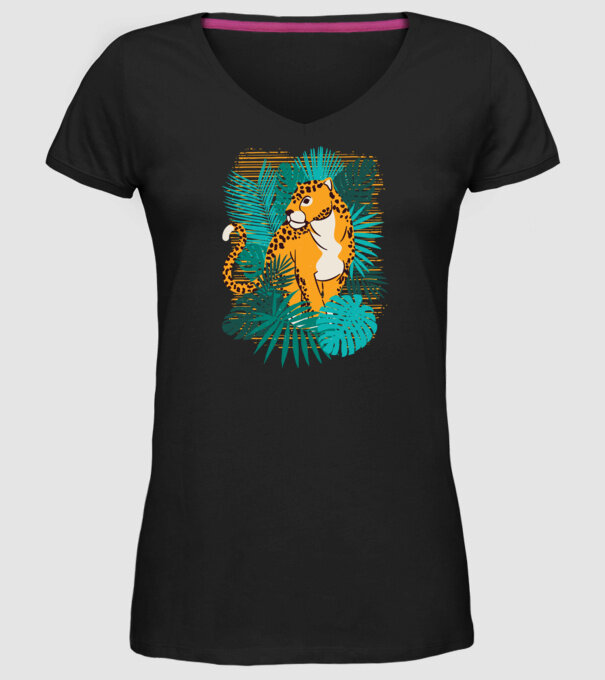 Jaguar junglă model negru pe tricou