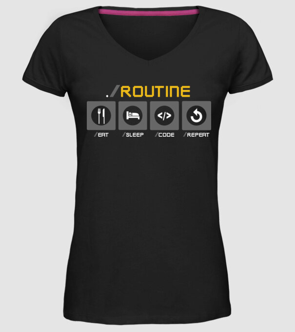 Eat sleep code repeat - rutină zilnică developer model negru pe tricou