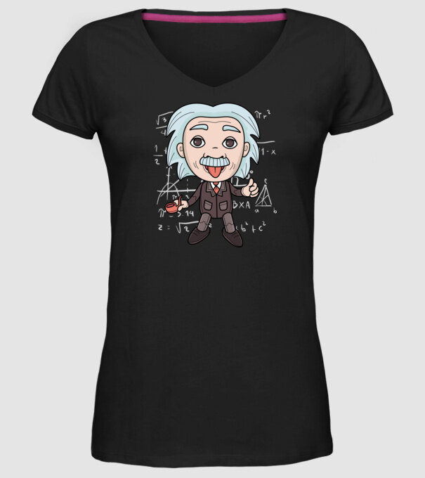 Caricatură Einstein model negru pe tricou