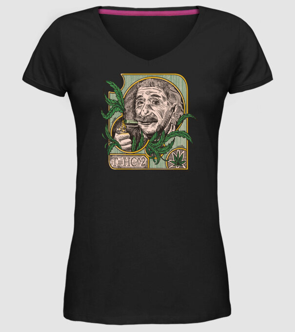 Einstein Marijuana THC model negru pe tricou