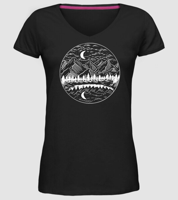 Peisaj de Noapte model negru pe tricou