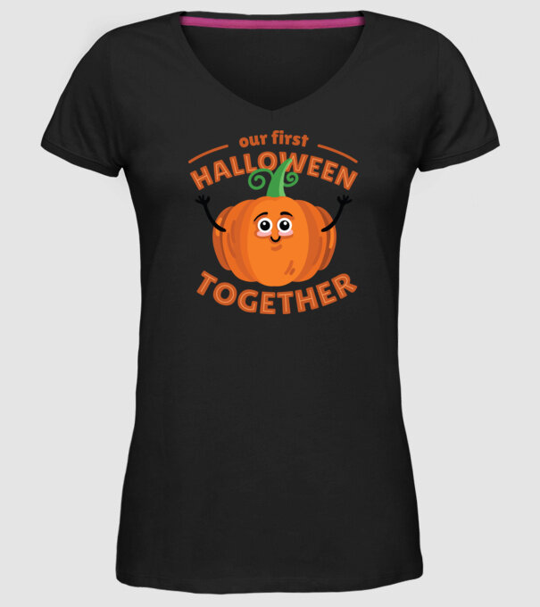 Primul nostru Halloween împreună model negru pe tricou