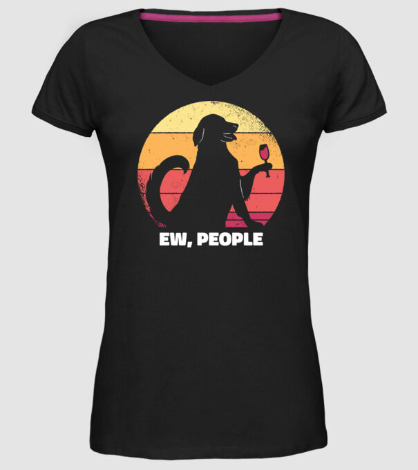 Ew, Oameni - Câine model negru pe tricou