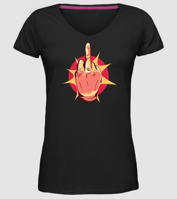 Tricou arată degetul model negru pe tricou