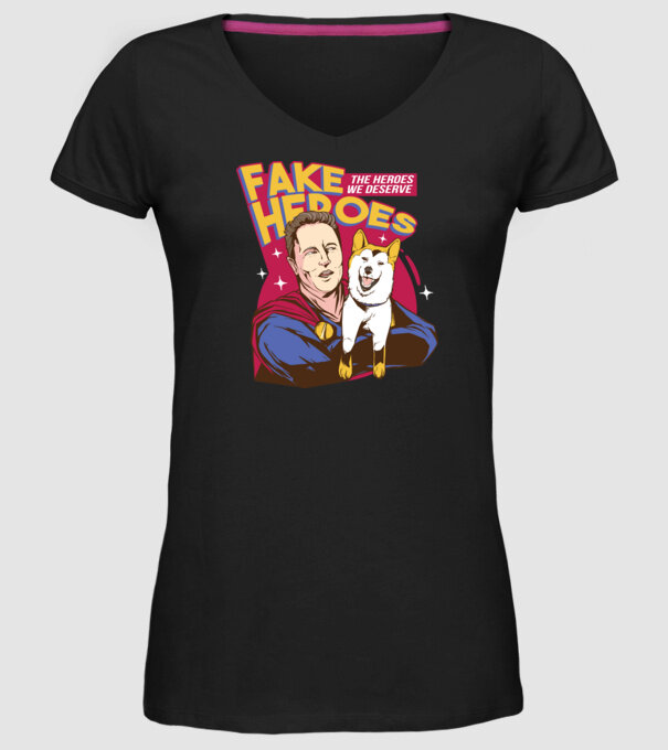 Fake Hero Elon Musk model negru pe tricou