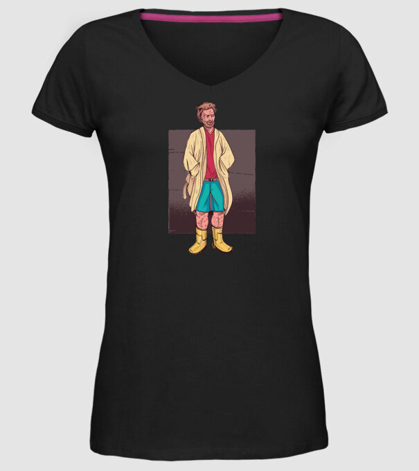 Bărbat în halat model negru pe tricou