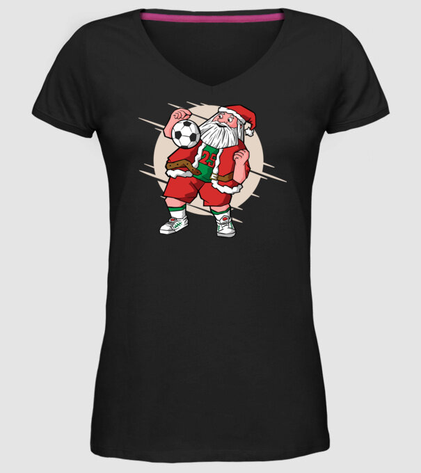 Moș Crăciun Fotbalist model negru pe tricou
