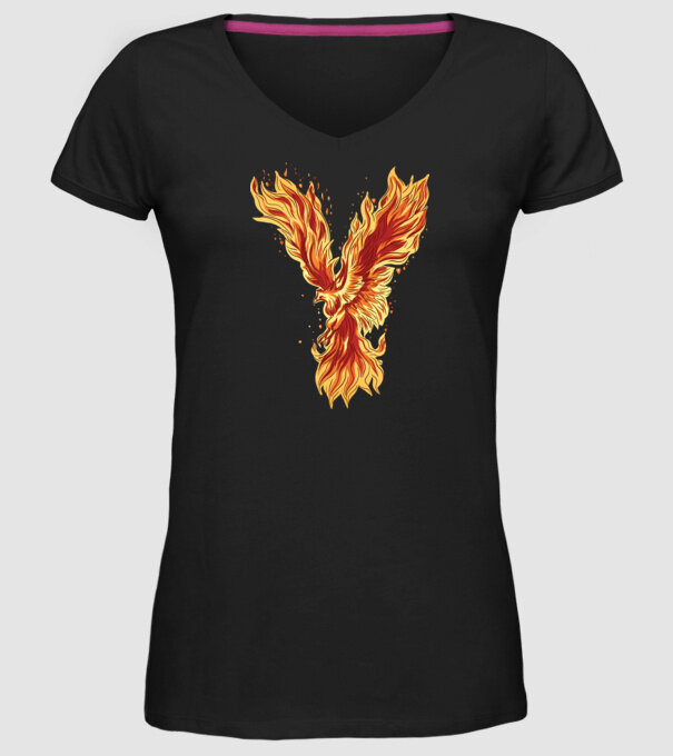 Pasărea Phoenix model negru pe tricou