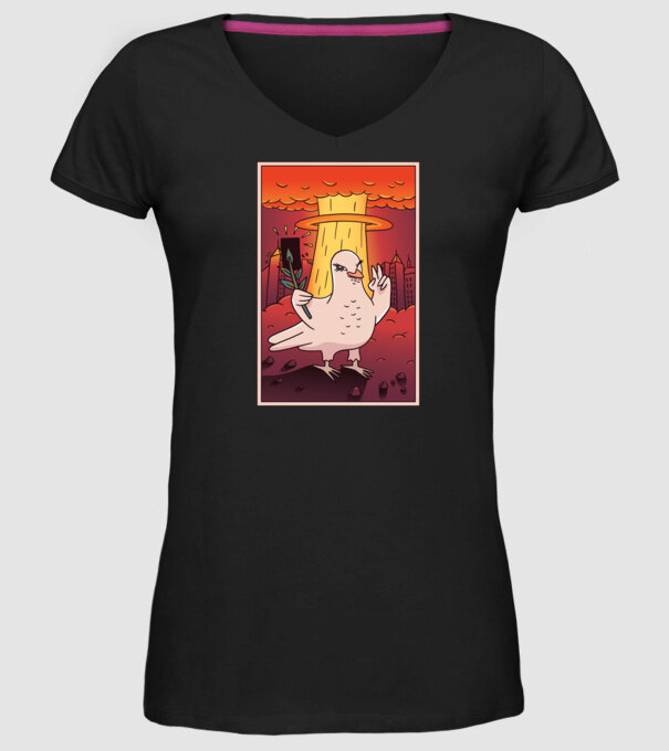 Selfie Porumbel Bombă nucleară model negru pe tricou