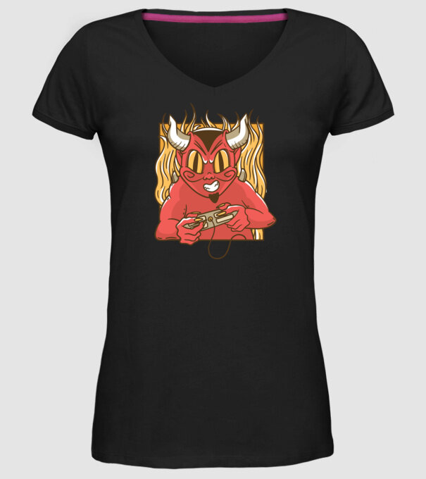 Gamer Diavol model negru pe tricou