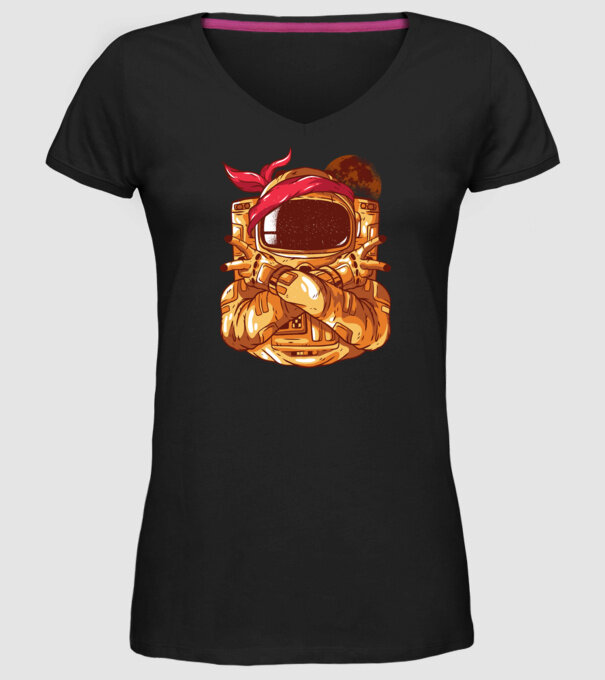 Gangsta Astronaut astronaut rapper model negru pe tricou