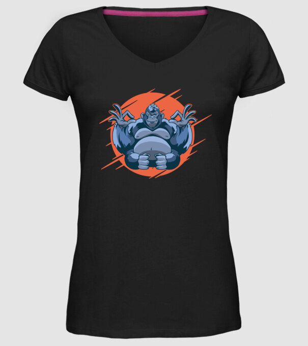 Gorilă Meditație model negru pe tricou