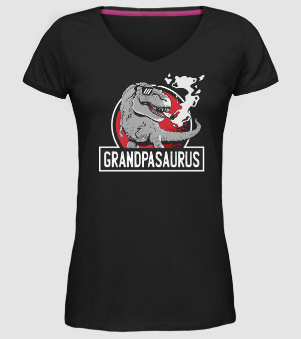 Grandpasaurus T-rex model negru pe tricou