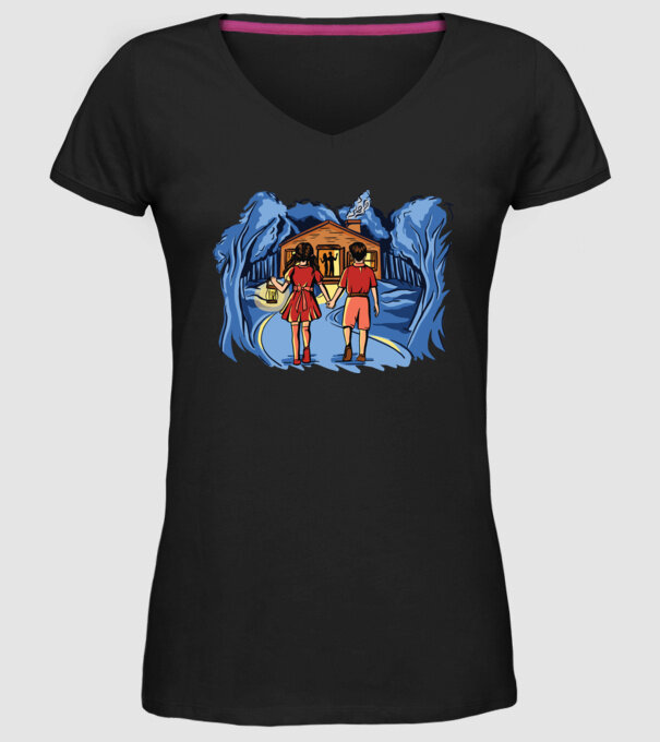 Copii în pădure Poveste model negru pe tricou