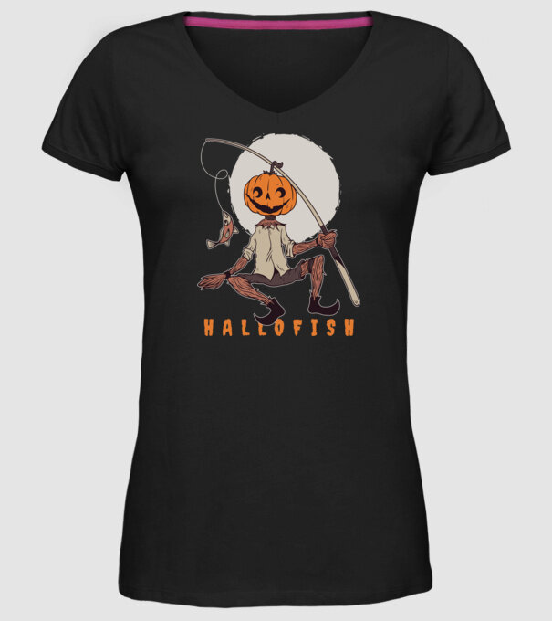 Hallofish - Pescar Halloween model negru pe tricou