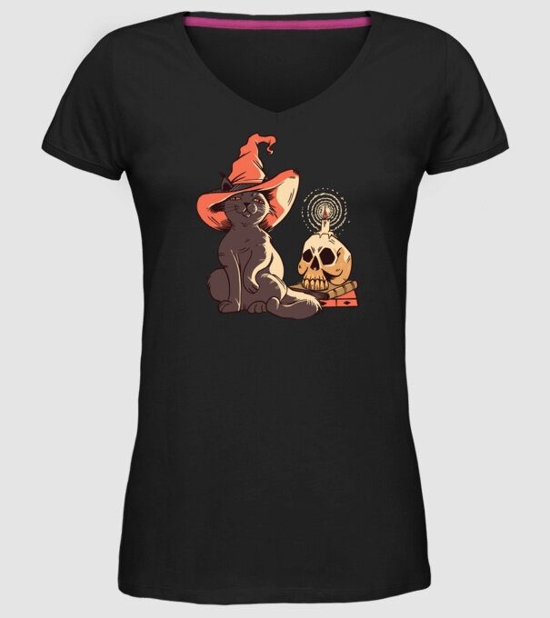 Pisică Halloween model negru pe tricou
