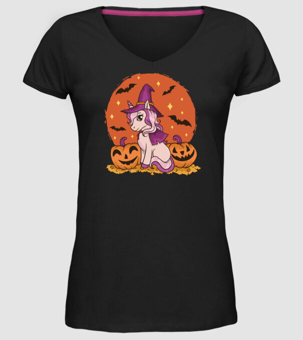 Unicorn Halloween model negru pe tricou