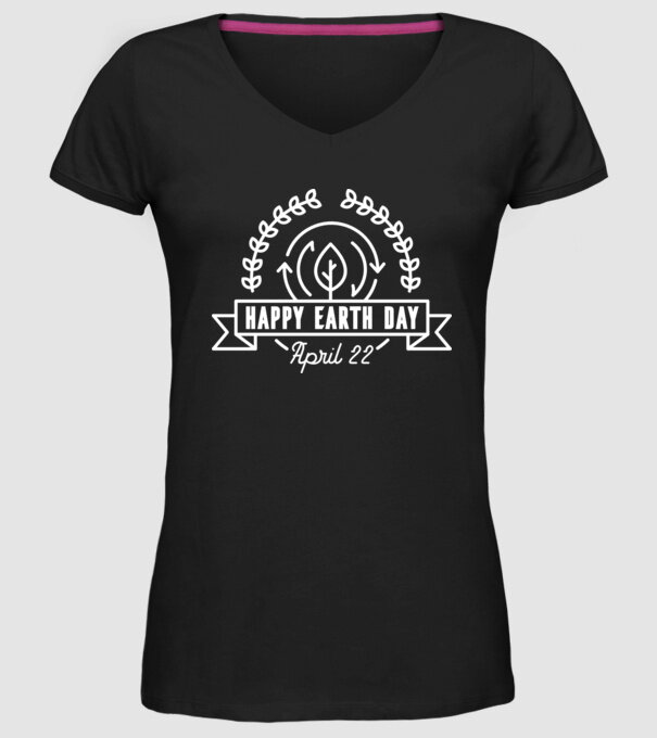 Happy Earth Day - Ziua Pământului model negru pe tricou