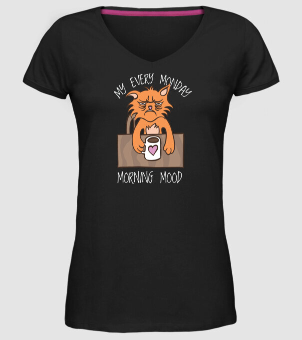 Starea mea de spirit de luni model negru pe tricou