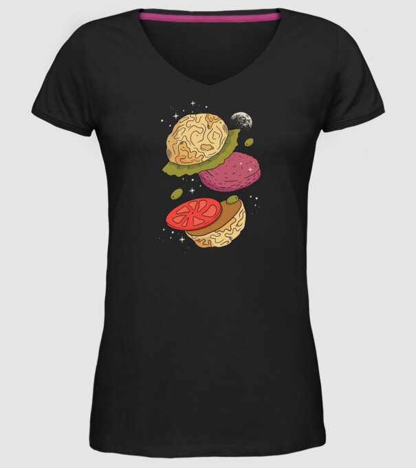 Burger lună model negru pe tricou