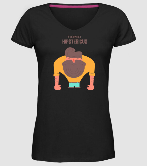 Homo Hipstericus model negru pe tricou