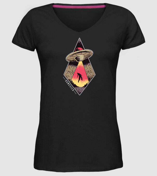 Dor de casă alien model negru pe tricou