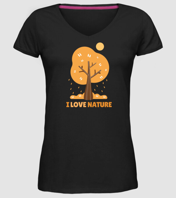 I Love Nature model negru pe tricou