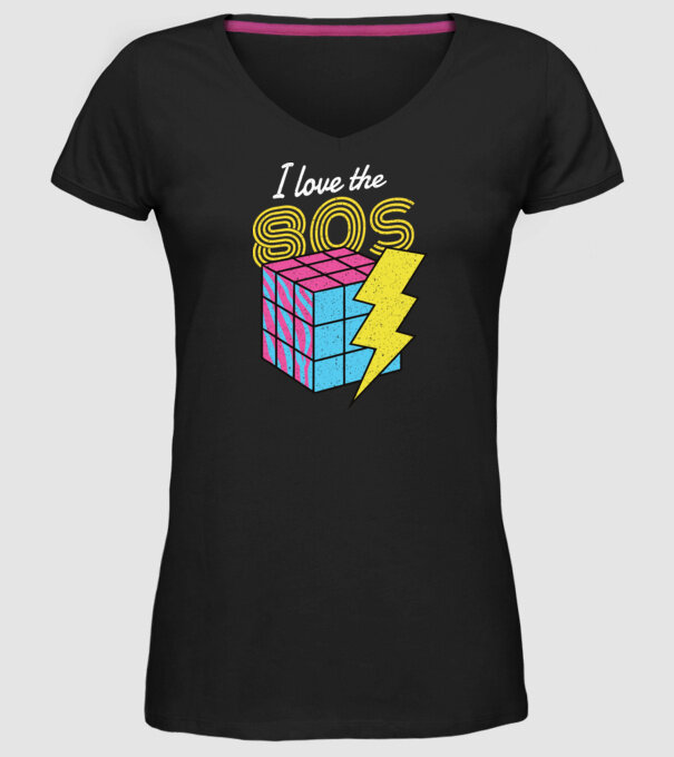 I love the 80s Cub Rubik model negru pe tricou