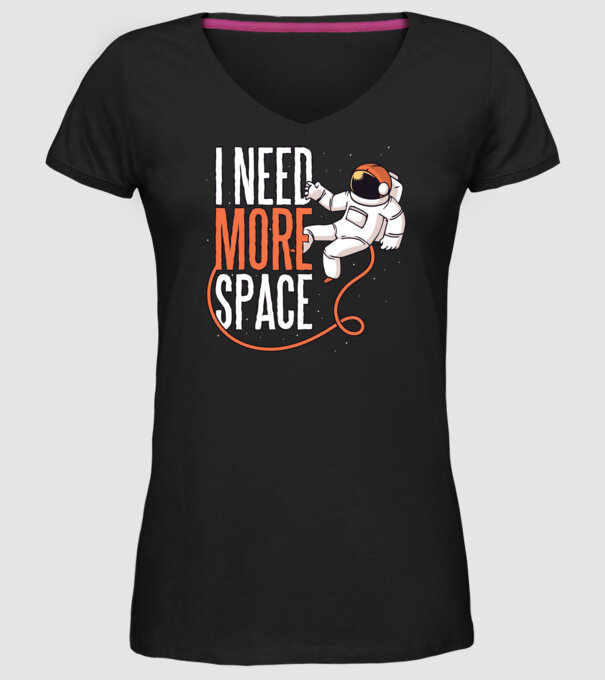 I need more space tricou astronaut model negru pe tricou