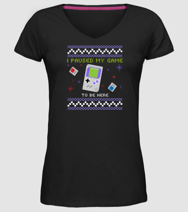 I paused my game to be here - Gamer pulovăr urât model negru pe tricou