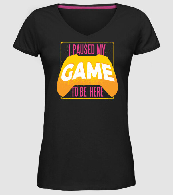 I paused my game to be here tricou amuzant Gamer model negru pe tricou