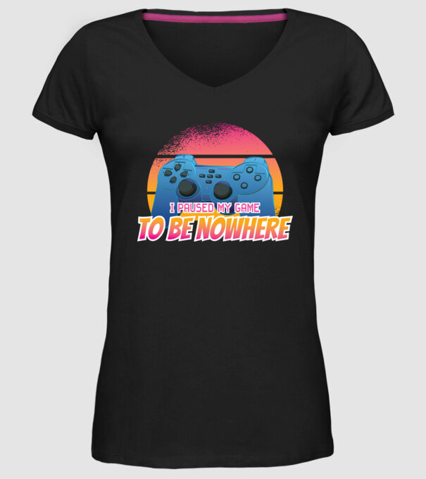 I paused my game to be nowhere model negru pe tricou