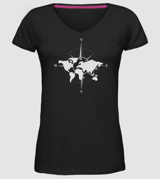 Busolă model negru pe tricou