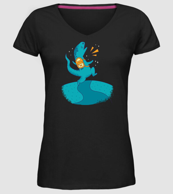 Dinozaur școlar model negru pe tricou